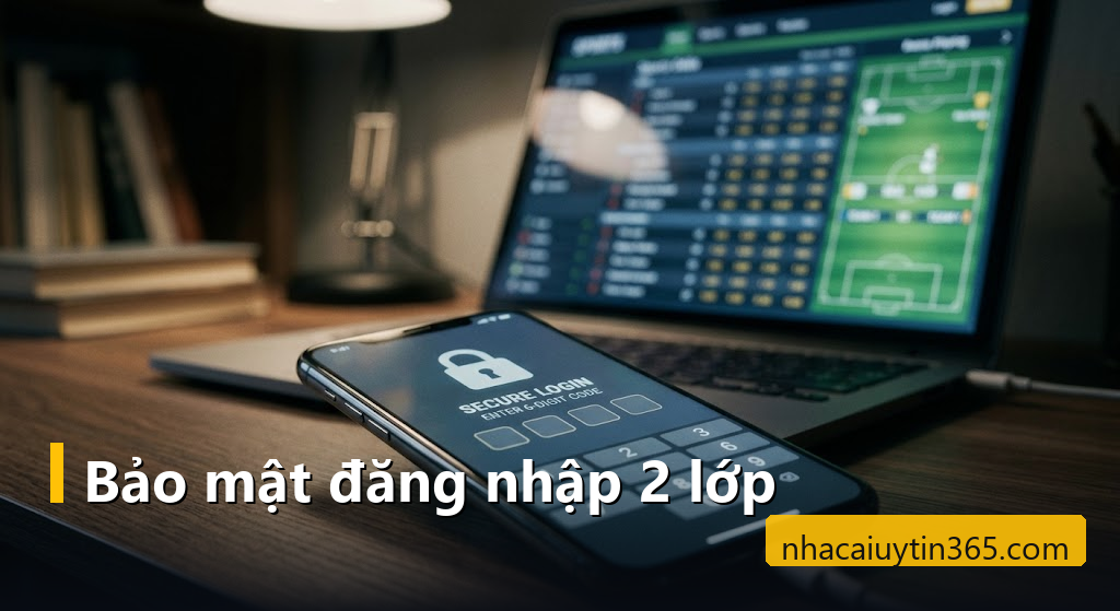 Điện thoại hiện màn hình đăng nhập bảo mật có mã xác thực của ứng dụng cá cược